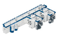 Flexible Fertigungsanlage von GROB mit mehreren Bearbeitungszentren und Palettenlinearsystem.