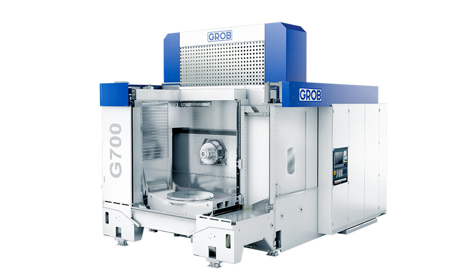 Die G700 von GROB ist ein hochmodernes Bearbeitungszentrum mit einer präzisen Bearbeitungsspindel für eine effiziente Fertigung.