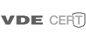 VDE CERT präsentiert ein minimalistisches Logo, das Vertrauen und Sicherheit in der Cybersecurity symbolisiert.