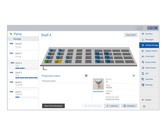 Detailansicht von GROB4Automation der Leitsoftware von GROB für eine automatisierte Fertigung.